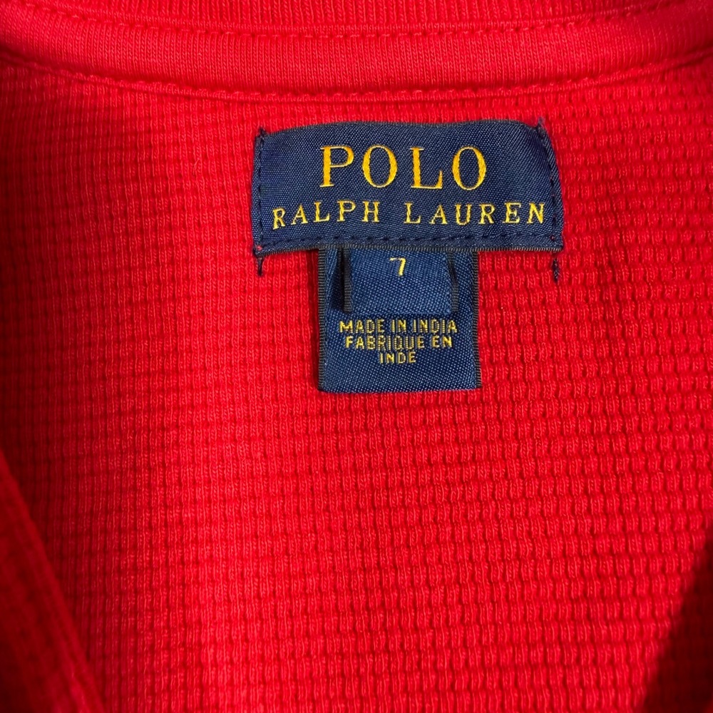 Polo Ralph Lauren Boys Red Waffle Knit Quarter Zip Pullover Sweater Size 7 - Picture 3 of 5